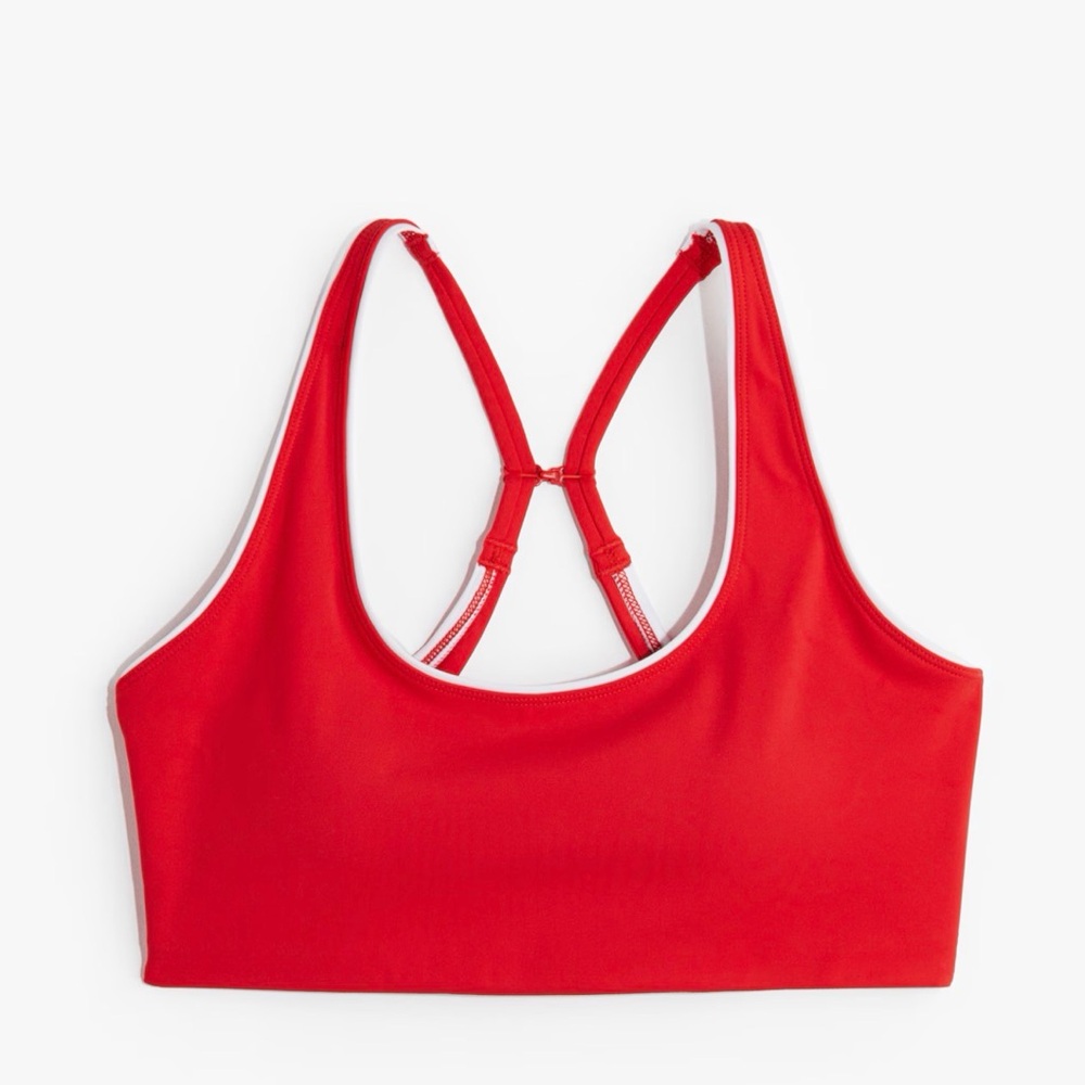 H&M Red Racerback Sports Bra Size S Padded Medium Support Athletic Top